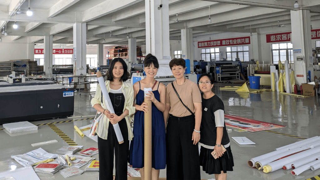 Xiaofeng and the team at a printing supplier