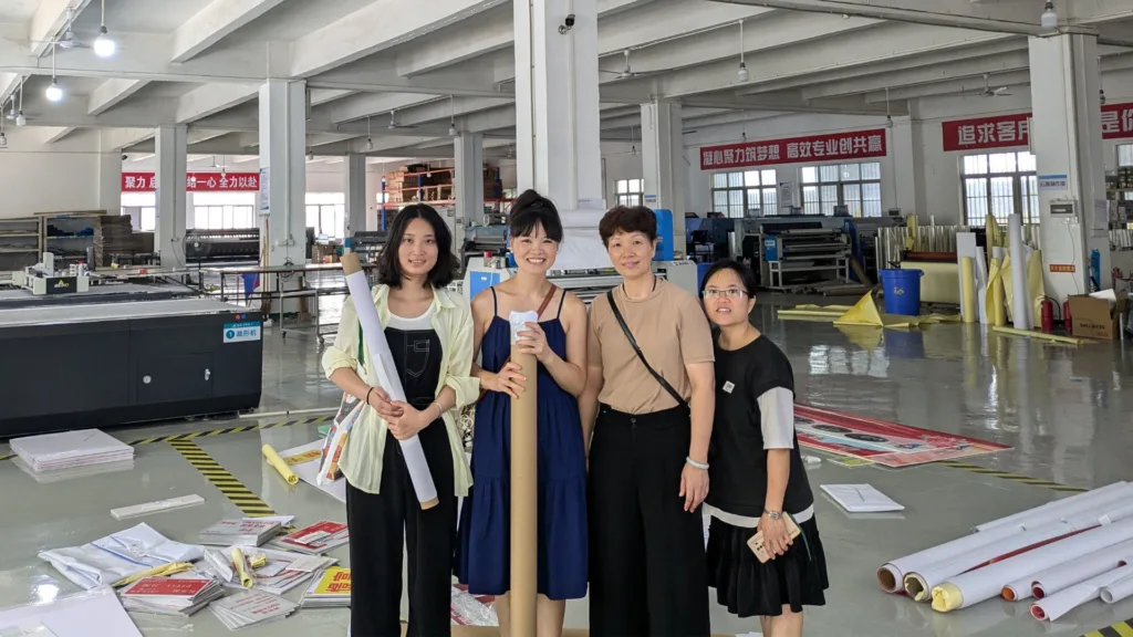 Xiaofeng and the team at a printing supplier