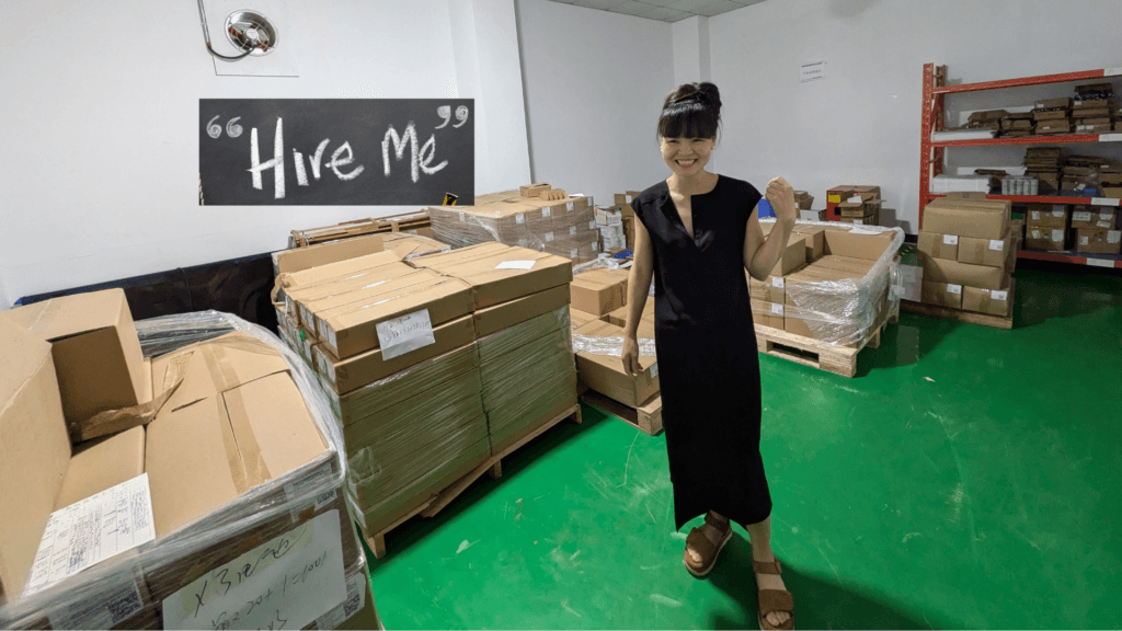 Xiaofeng during a factory visit in China